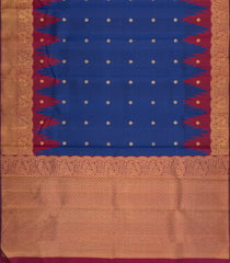 Dark Blue Handloom Korvai Kanchipuram Silk Saree With Zari Buttas-KA15374