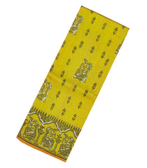 Mustard Woven Silk Saree With Printed Horse Motifs-PS0572