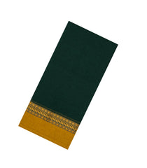 Bottle Green Woven Bengal Cotton Saree With Contrast Border-BG1738