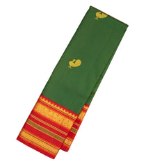Dark Green Handloom Korvai Kanchipuram Silk Saree With Buttas & Contrast Border-KA13007