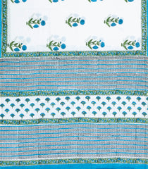 White Printed Jaipur Cotton Saree With Floral Motifs-JC1496