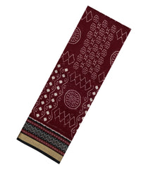 Maroon Printed Chanderi Cotton Saree With Zari Border-BL5482