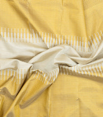 Off White Handloom Korvai Kanchipuram Silk Saree With Stripes-KA15382