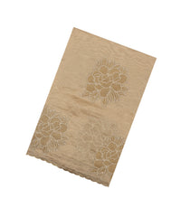 Beige Embroidered Synthetic Crushed Tissue Saree With Floral Motifs-SY0589