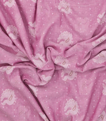 Bubblegum Pink Handloom Bengal Cotton Saree With Annam Motifs-BG1638