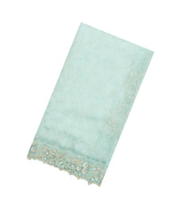Turquoise Woven Pure Organza Saree With Embroidered Floral Work-EN2098