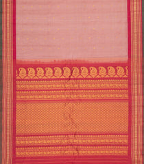 Peach Handloom Gadwal Silk Cotton Saree With Buttas-GA0394