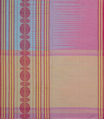 Dusty Pink Handloom Bengal Cotton Saree With Temple Border-BG1937-Dusty Pink