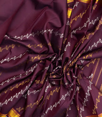 Maroon Handloom Kanchipuram Silk Saree With Floral Vine Motifs-KA12962