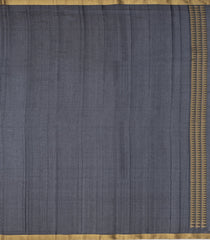 Grey & Black Woven Kora Soft Silk Saree With Dotted Stripes-SO4742