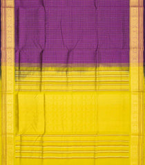 Purple Handloom Silk Cotton Saree With Checks & Contrast Pallu-SC3693