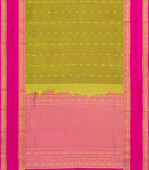 Green Woven Pure Silk Saree With Zari Buttas & Contrast Border-EC2618