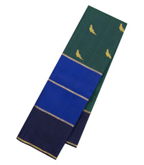 Bottle Green Handloom Kanchipuram Silk Saree With Bird Buttas-KA16352