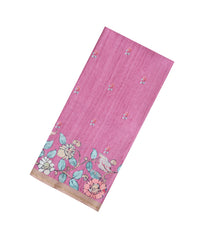 Dusty Pink Printed Synthetic Tussar Silk Saree With Zari Border-SY0058