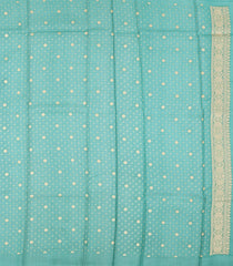 Aquamarine Woven Pure Banarasi Organza Silk Saree With Floral Buttas-KS1161