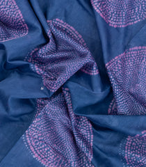 Steel Blue Printed Jaipur Cotton Saree With Abstract Motifs-JC1690