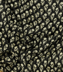 Dark Grey Woven Chanderi Cotton Saree With Printed Floral Motifs