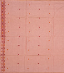 Dusty Peach Woven Bengal Cotton Saree With Floral Motifs-BG1431