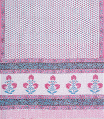 White Printed Jaipur Cotton Saree With Floral Motifs-JC1507
