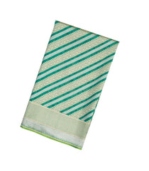 Aquamarine Handloom Organza Satin Soft Silk Saree With Diagonal Floral Motifs-SO4140