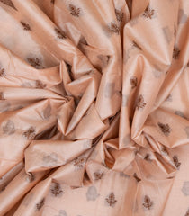 Light Peach Woven Tussar Silk Saree With Floral Buttas-TU2970
