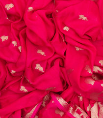 Hot Pink Woven Synthetic Dola Silk Saree With Lion Motifs -BL4439