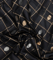 Black Woven Pure Organza Silk Saree With Zari Checks & Buttas-KS1088