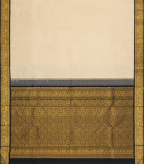 Taupe Handloom Korvai Kanchipuram Silk Saree With Black Border-KA15437