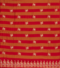 Red & Orange Woven Blended Viscose Saree With Stripes & Bird Buttas-BL4988