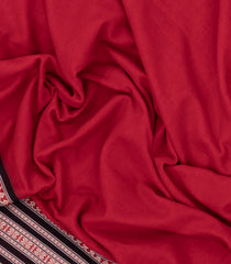 Red Handwoven Bengal Cotton Saree With Floral Border-BG1520