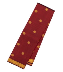 Maroon Handloom Kanchipuram Silk Saree With Floral Zari Buttas