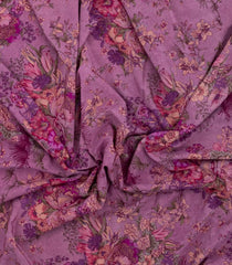 Lilac Printed Crepe Silk Saree With Floral Motifs-PS0915