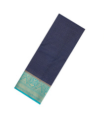 Navy Blue Woven Blended Viscose Saree With Zari Checks-BL6080