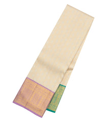 Cream Handloom Korvai Kanchipuram Silk Saree With Ganga Jamuna Border-KA15822
