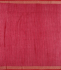 Off White Printed Chanderi Cotton Saree With Red Zari Border-CC1683
