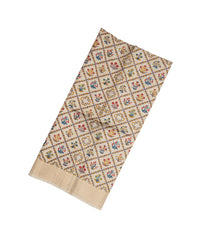 Taupe Handloom Tussar Silk Saree With Printed Floral Motifs-TU2607
