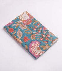 Steel Blue 9 X 6 Inch Bagru Dabu Block Printed 96 Page Handmade Notebook-ACS1018
