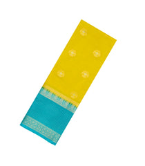 Lime Green Woven Blended Viscose Saree With Zari Buttas-BL6094