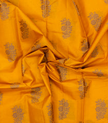 Mustard Woven Tussar Silk Saree With Floral Buttas-TU3423
