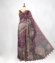 Lilac Woven Art Chanderi Saree With Printed Pichwai Motifs