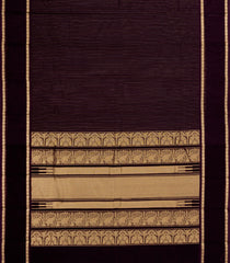 Dark Maroon Handloom Kanchi Cotton Saree With Zari Stripes-KC1755