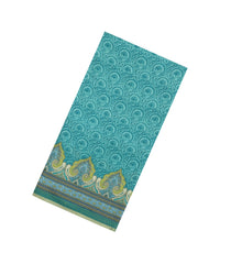 Cyan Printed Tussar Silk Saree With Floral Motifs-TU3616