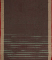 Dark Brown Woven Chirala Cotton Saree With Printed Blouse-CR1513