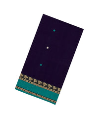 Dark Purple Handloom Bengal Cotton Saree With Kamalam Buttas-BG1668