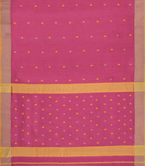 Peach Handloom Maheswari Silk Cotton Saree With Floral Buttas-SC4910