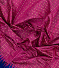 Magenta Woven Tussar Silk Saree With Checks & Contrast Border-TU3241