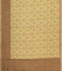 Sandal Printed Tussar Silk Saree With Floral Motifs-TU3611