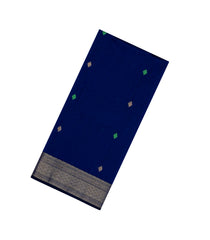 Dark Blue Handloom Maheswari Silk Cotton Saree With Buttas-SC4142