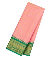 Peach Handloom Gadwal Silk Saree With Buttas & Contrast Border-GA0437
