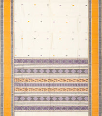 White Handloom Kanchi Cotton Saree With Spear Buttas